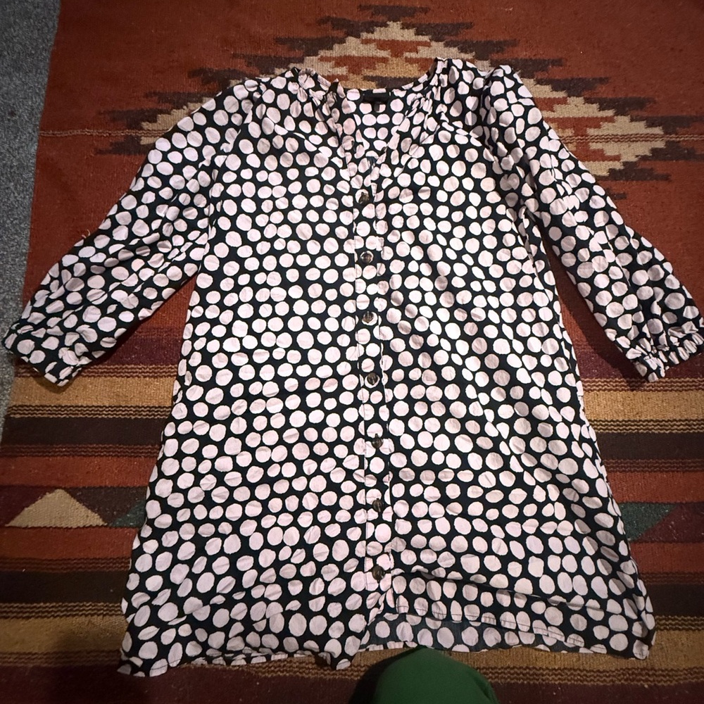 Who What Wear Polka Dot Button-Front mini Dress - Black & Light Pink